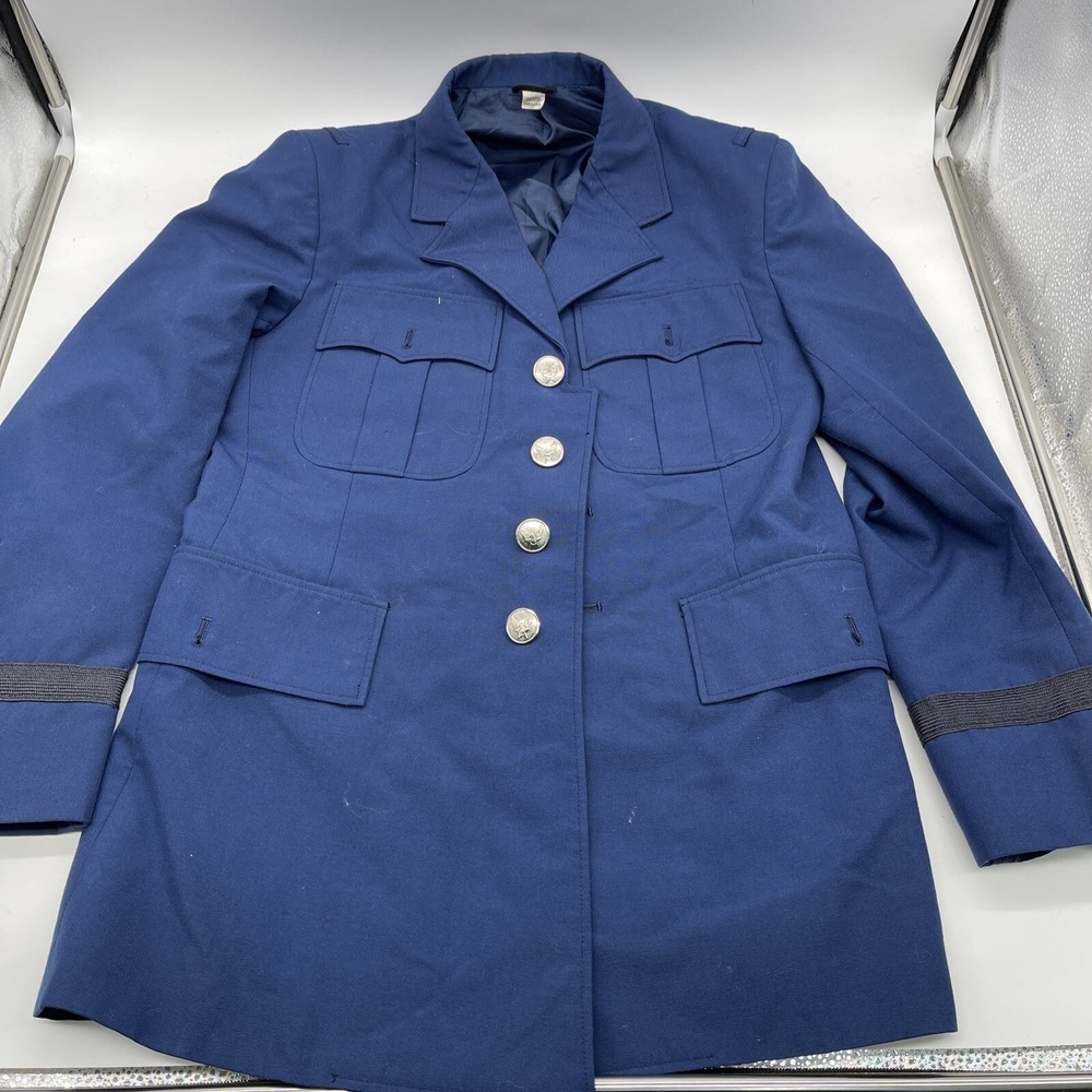 Womens Air Force Dress Blue Uniform Jacket‎ Silver Buttons Career Military 36MR